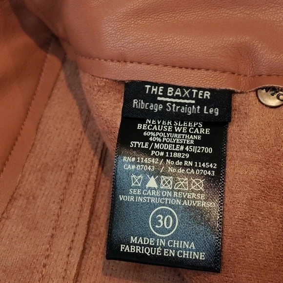 Blank NYC Baxter Ribcage Straight Leg Faux Leather Brown Ankle Pants size 30 - Picture 6 of 9